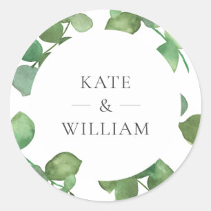 Eucalyptus Boho Greenery Classic Round Sticker