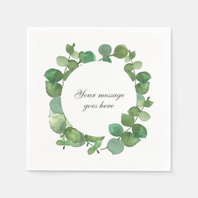 Eucalyptus Boho Greenery Floral Napkin (Front)