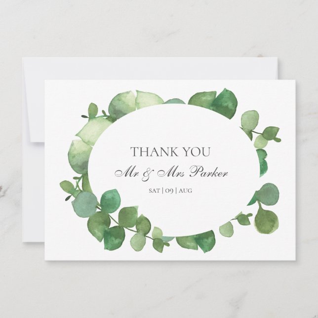Eucalyptus Boho Greenery Wedding Thank You (Front)