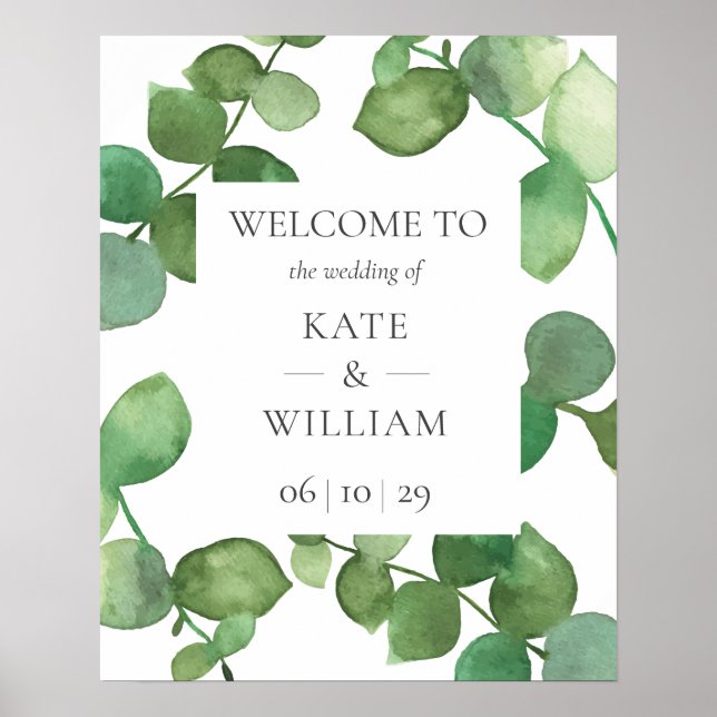 Eucalyptus Boho Greenery Wedding Welcome Sign (Front)