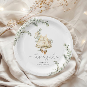 Eucalyptus boho nursery clothes baby shower paper plate