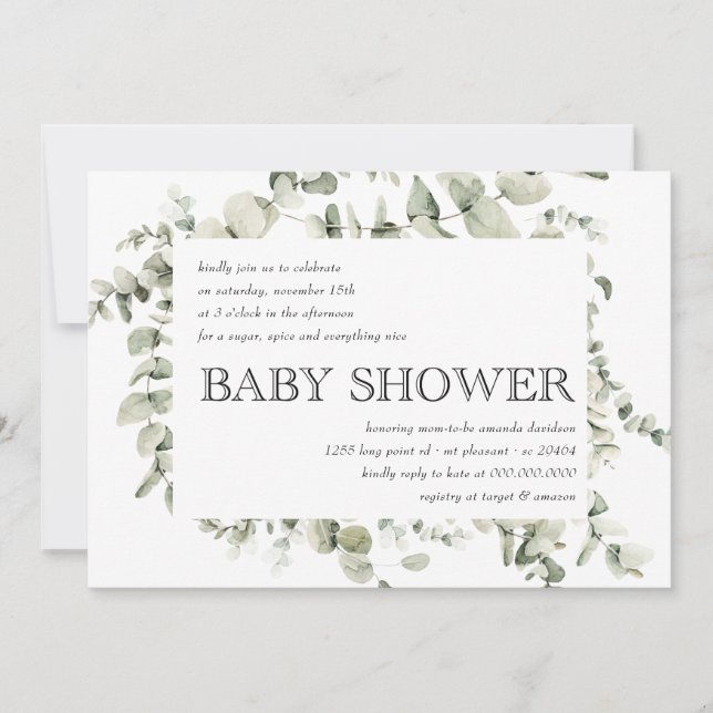 Eucalyptus Boho Rainbow Gender Neutral Baby Shower Invitation (Front)