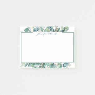 Eucalyptus border personalised lined post-it notes