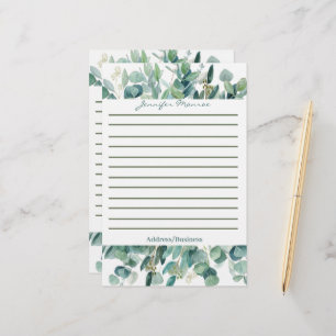 Eucalyptus border personalised lined stationery