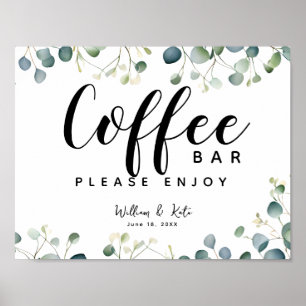 Eucalyptus botanic Coffee bar station sign