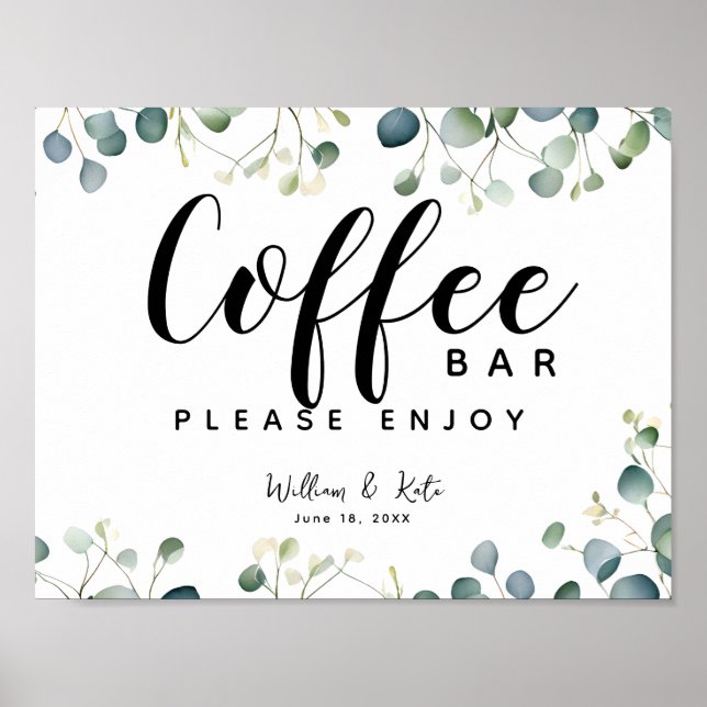 Eucalyptus  botanic Coffee bar station sign (Front)
