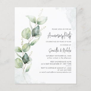 Eucalyptus Botanical Anniversary Party Invitation