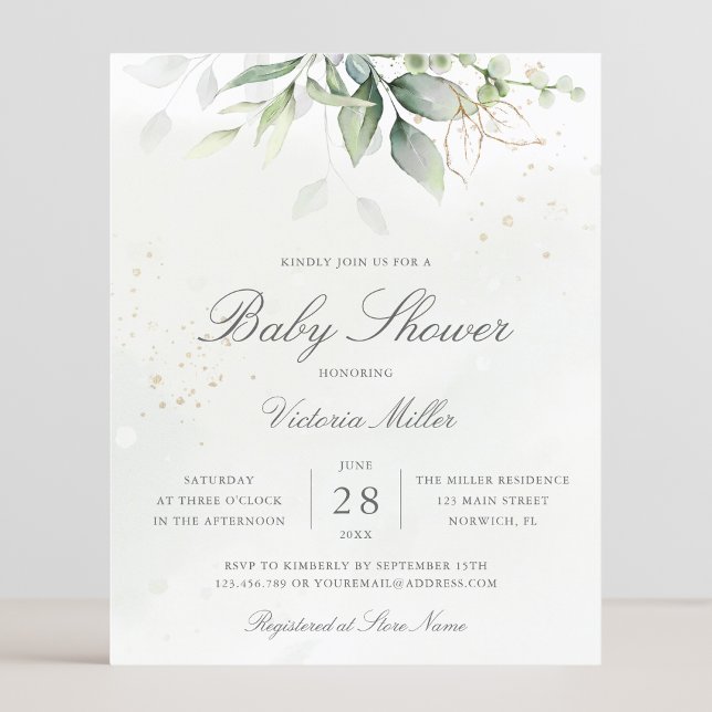 Eucalyptus Botanical Baby Shower Budget Invitation (Creator Uploaded)