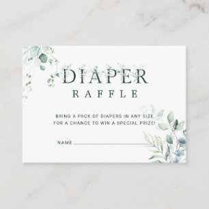 Eucalyptus Botanical Baby Shower Diaper Raffle Enclosure Card