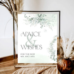 Eucalyptus Botanical Bridal Advice & Wishes Poster