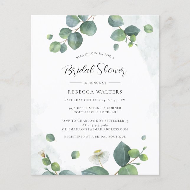 Eucalyptus Botanical Bridal Shower Invitation (Front)