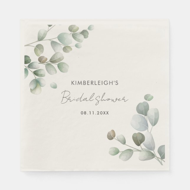 Eucalyptus Botanical Bridal Shower Paper Napkin (Front)