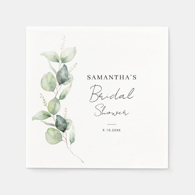 Eucalyptus Botanical Bridal Shower Paper Napkin (Front)