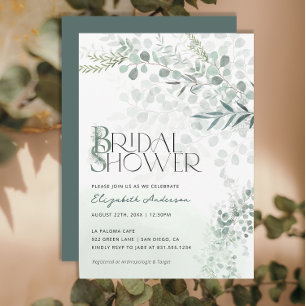 Eucalyptus Botanical Bridal Shower QR Code Invitation