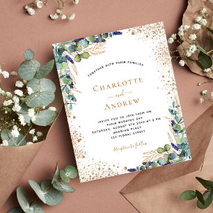 Eucalyptus botanical budget wedding invitation