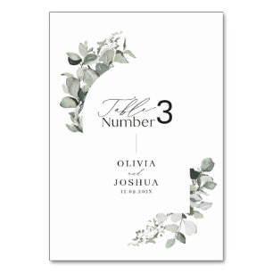 Eucalyptus botanical elegant table number wedding