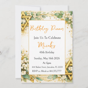 Eucalyptus Botanical Floral Gold Foil Birthday  Invitation