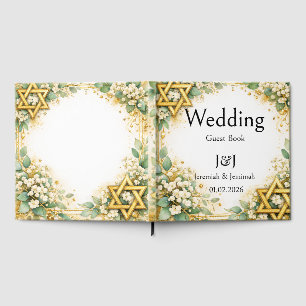 Eucalyptus Botanical Floral Gold Monogram Guest Book