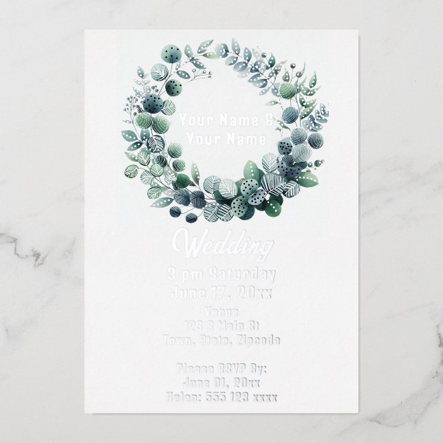 Eucalyptus Botanical Foil Invitation (Front)