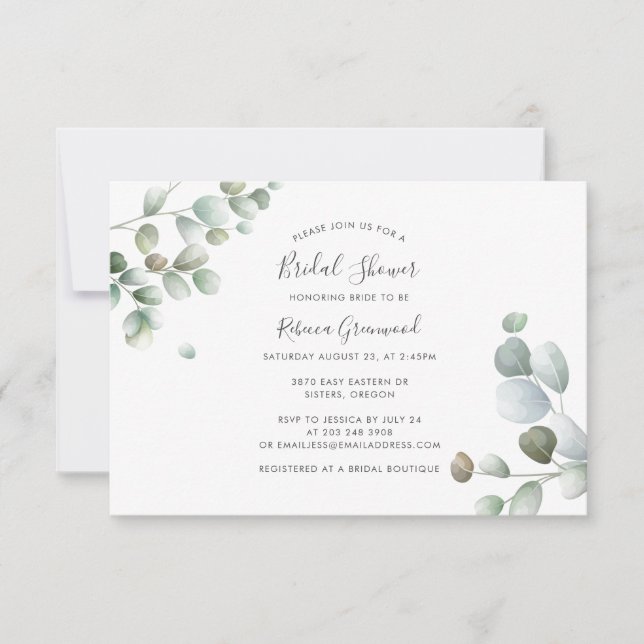 Eucalyptus Botanical Foliage Bridal Shower Card (Front)