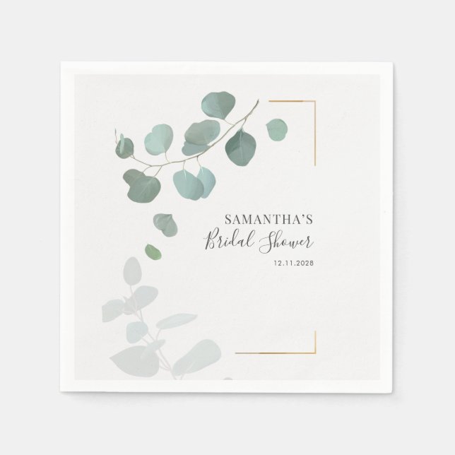 Eucalyptus Botanical Geometric Bridal Shower Napkin (Front)