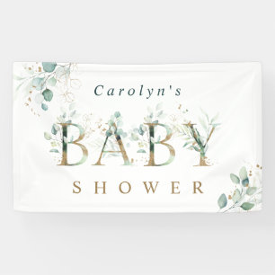 Eucalyptus Botanical Gold Letter Baby Shower Banner