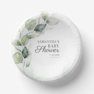 Eucalyptus Botanical Greenery Baby Shower Paper Plate