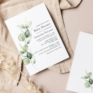 Eucalyptus Botanical Greenery Boy Baby Shower Invitation