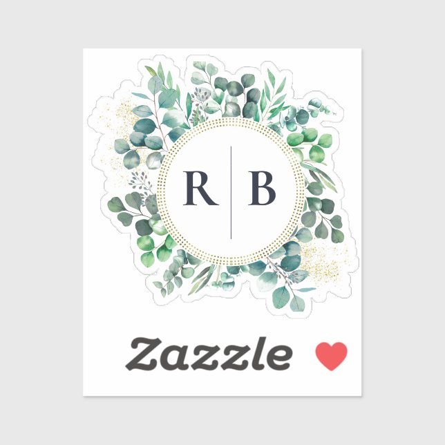 Eucalyptus Botanical Greenery Couple Monogram (Sheet)