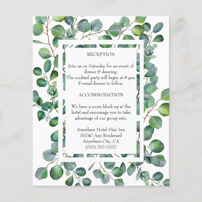 Eucalyptus Botanical Greenery Enclosure Card (Front)