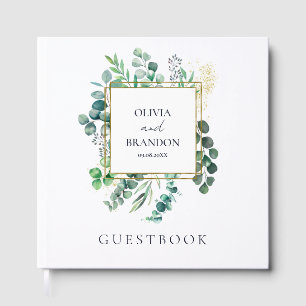 Eucalyptus Botanical Greenery Leaves Wedding Guest Book