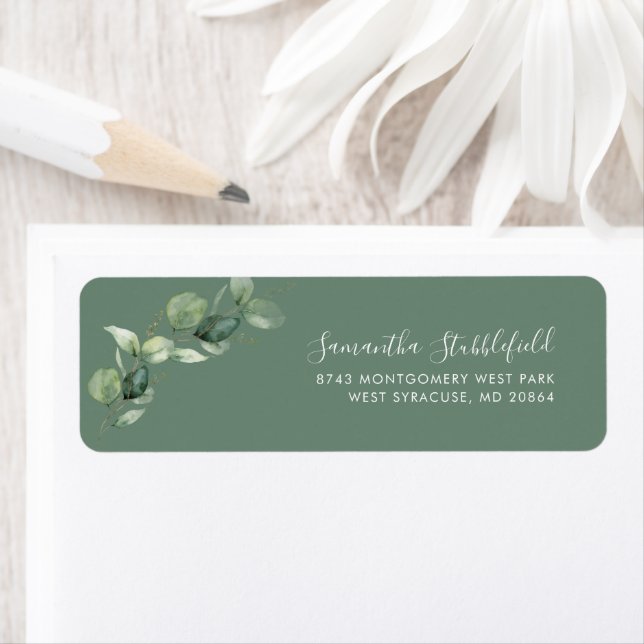 Eucalyptus Botanical Greenery Return Address (Insitu)