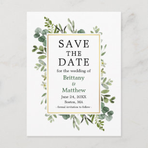Eucalyptus Botanical Greenery Save The Date Postcard