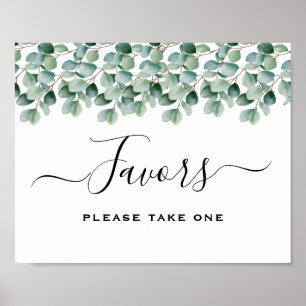 Eucalyptus Botanical Greenery Wedding Favors Sign