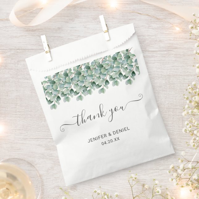 Eucalyptus Botanical Greenery  Wedding Favour Bags (Clipped)