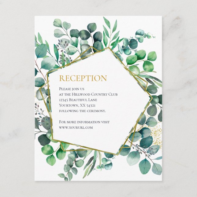 Eucalyptus Botanical Greenery Wedding Reception Enclosure Card (Front)
