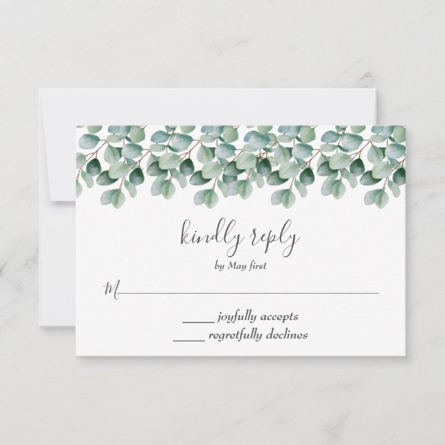 Eucalyptus Botanical Greenery  Wedding RSVP (Front)