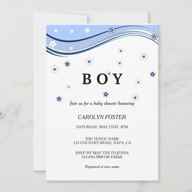 Eucalyptus Botanical Letter Boy Baby Shower Invita Invitation (Front)