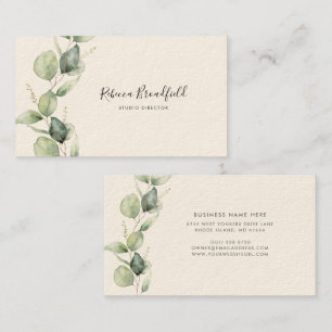Eucalyptus Botanical Minimalist Script Artist Business Card