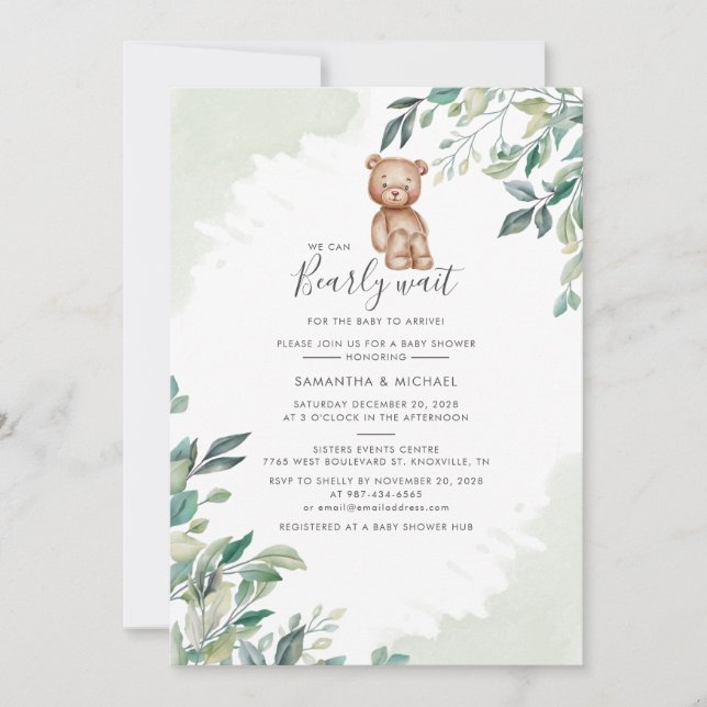 Eucalyptus Botanical Modern Couples Baby Shower Invitation (Front)