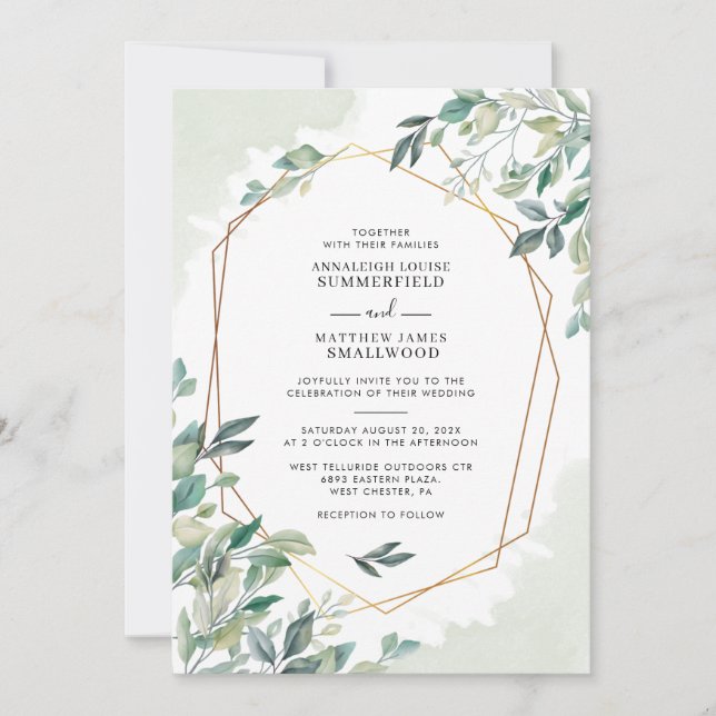 Eucalyptus Botanical Modern Wedding Invitation (Front)