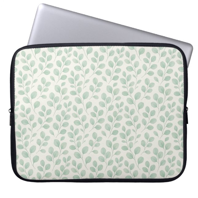 Eucalyptus Botanical Pattern Laptop Sleeve (Front)