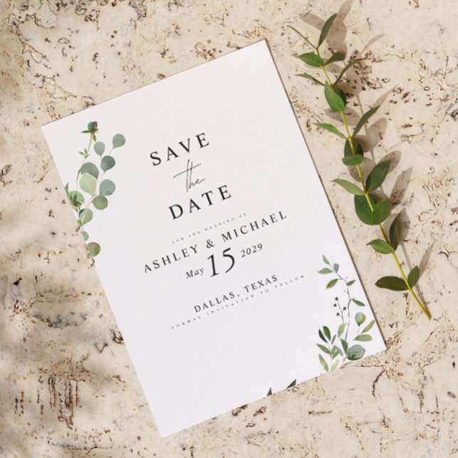Eucalyptus Botanical QR Code Wedding Save The Date (Save the Date for our wedding!  #LoveBegins)