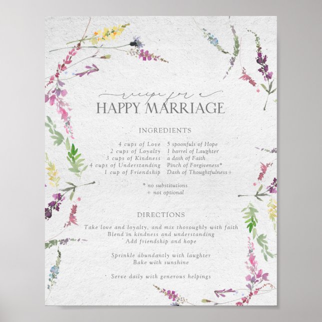 Eucalyptus Botanical Recipe for a Happy Marriage P Poster (Front)