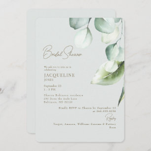 Eucalyptus Botanical Sage Elegant Bridal Shower Invitation