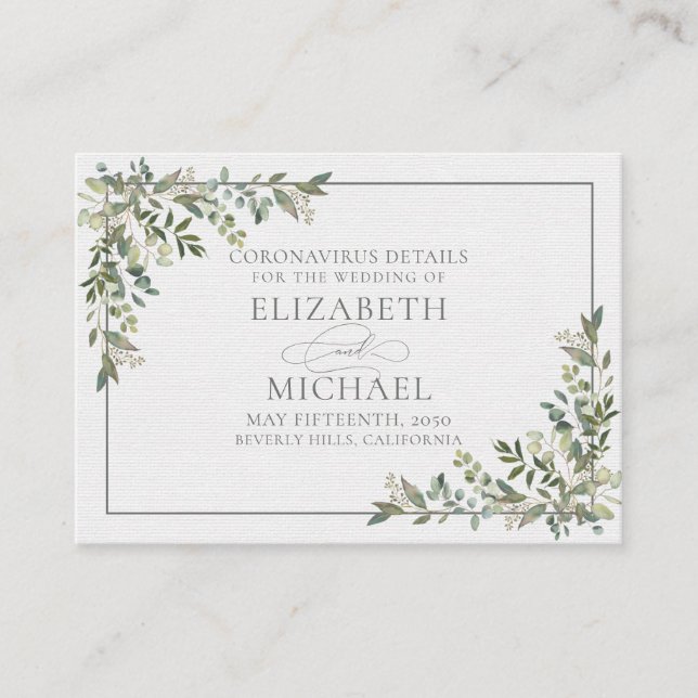 Eucalyptus Botanical Sage Green Coronavirus Detail Enclosure Card (Front)