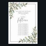 Eucalyptus Botanical Sage Green Guest Names Table Number<br><div class="desc">Create the perfect reception setting with this trendy design featuring this elegant eucalyptus botanical and sage green watercolor floral design with guest names included. Perfect for, but not limited to, a backyard and garden wedding. Copyright Elegant Invites, all rights reserved. See full collection here: https://www.zazzle.com/collections/eucalyptus_botanical_sage_green_script_wedding-119437527356989510 Copyright Elegant Invites, all rights...</div>