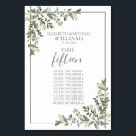 Eucalyptus Botanical Sage Green Guest Names Table Number<br><div class="desc">Create the perfect reception setting with this trendy design featuring this elegant eucalyptus botanical and sage green watercolor floral design with guest names included. Perfect for, but not limited to, a backyard and garden wedding. Copyright Elegant Invites, all rights reserved. See full collection here: https://www.zazzle.com/collections/eucalyptus_botanical_sage_green_script_wedding-119437527356989510 Copyright Elegant Invites, all rights...</div>