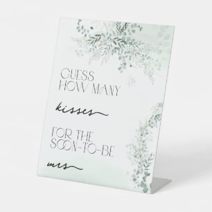 Eucalyptus Botanical Sage Green How Many Kisses  Pedestal Sign