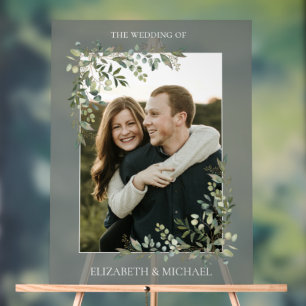 Eucalyptus Botanical Sage Green Photo Wedding Acrylic Sign